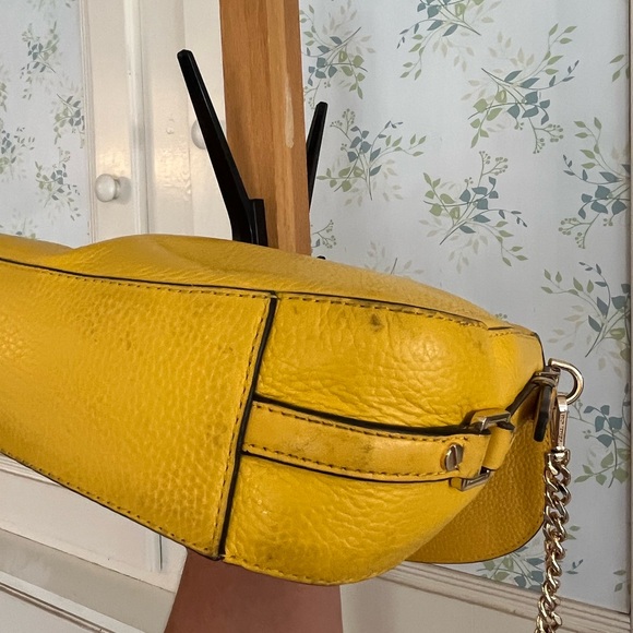 Michael Kors Bright Yellow Pebbled Leather Shoulder Bag - Picture 10 of 15